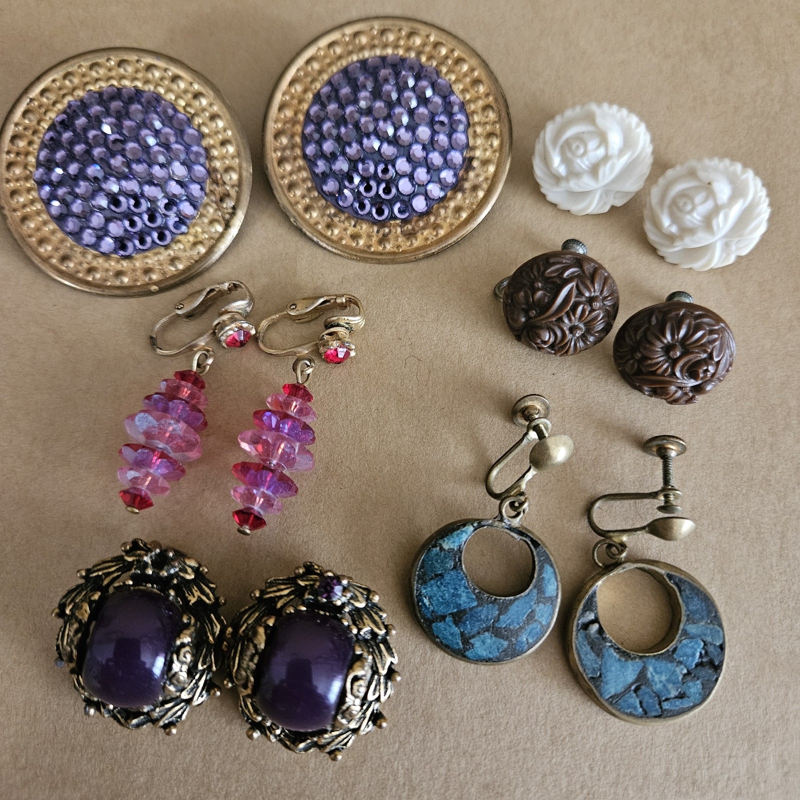 Vintage Lot 6 pr clip & screwback Earrings Richard Kerr