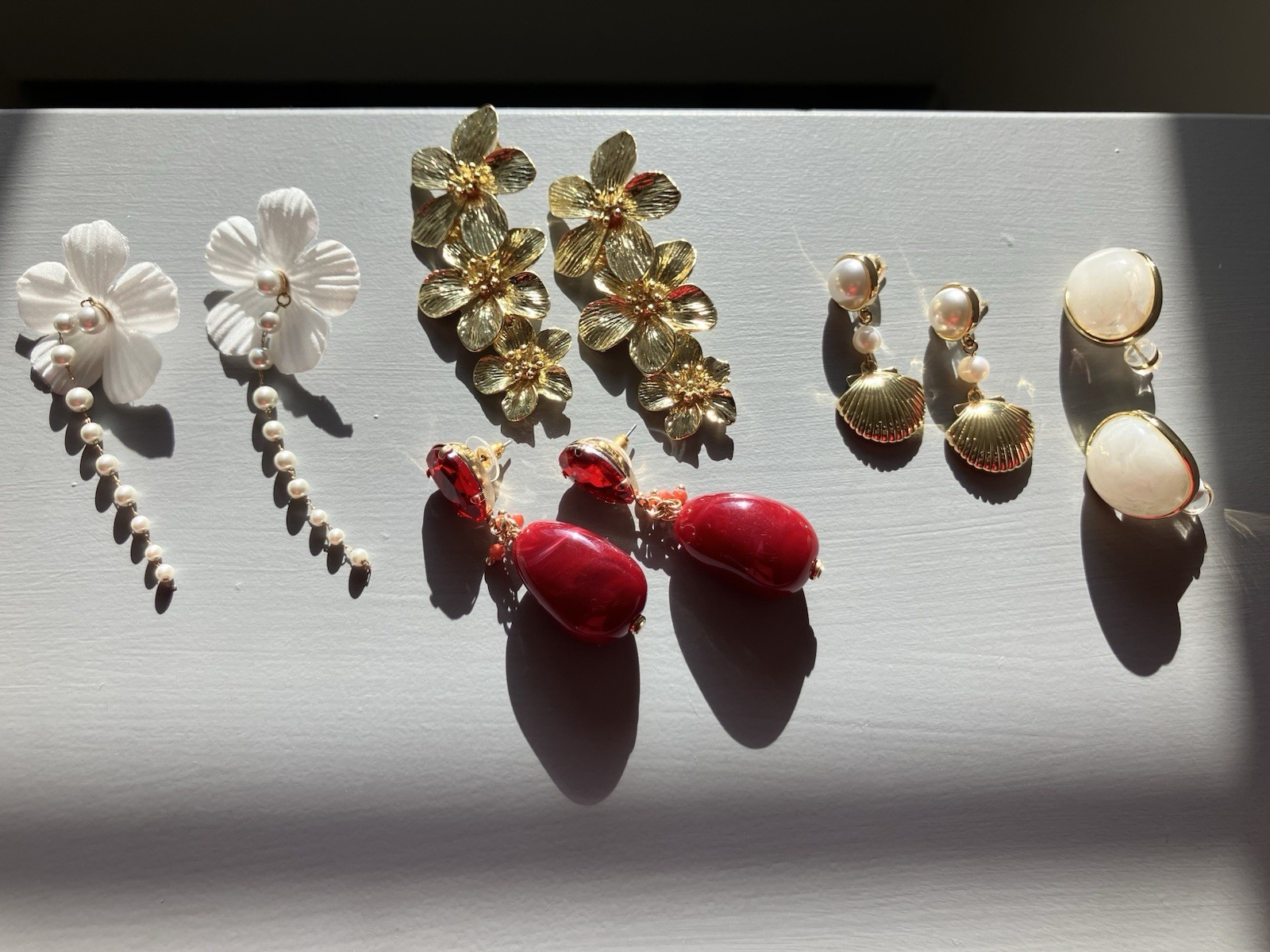 Luxury Shashi Designer Jewelry Bundle -5 Sets of Earrings, Organza, Pearl & More