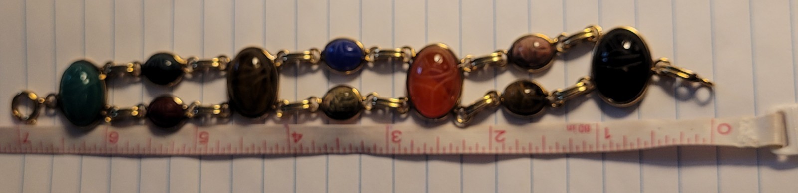 Vintage 12K Gold Filled Scarab Bracelet Egyptian Revival 7″