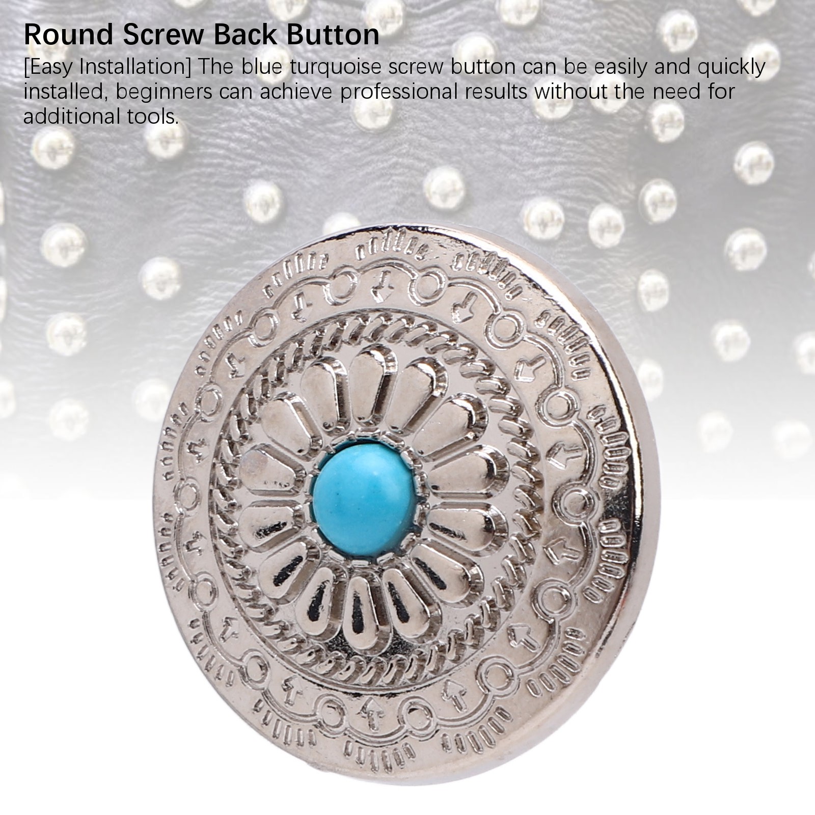 Blue Turquoise Screw Buttons Elegant Design For Leather Crafts Easy To Use