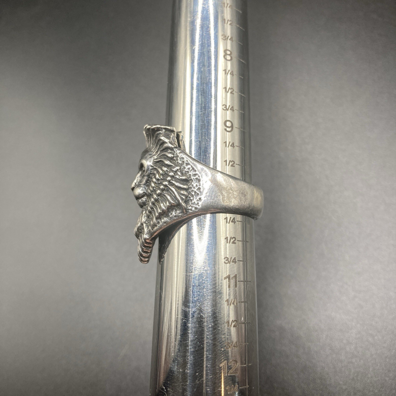 Vintage G&S 925 Sterling Silver Lion Head Statement Ring Size 10 Biker 1994 15g