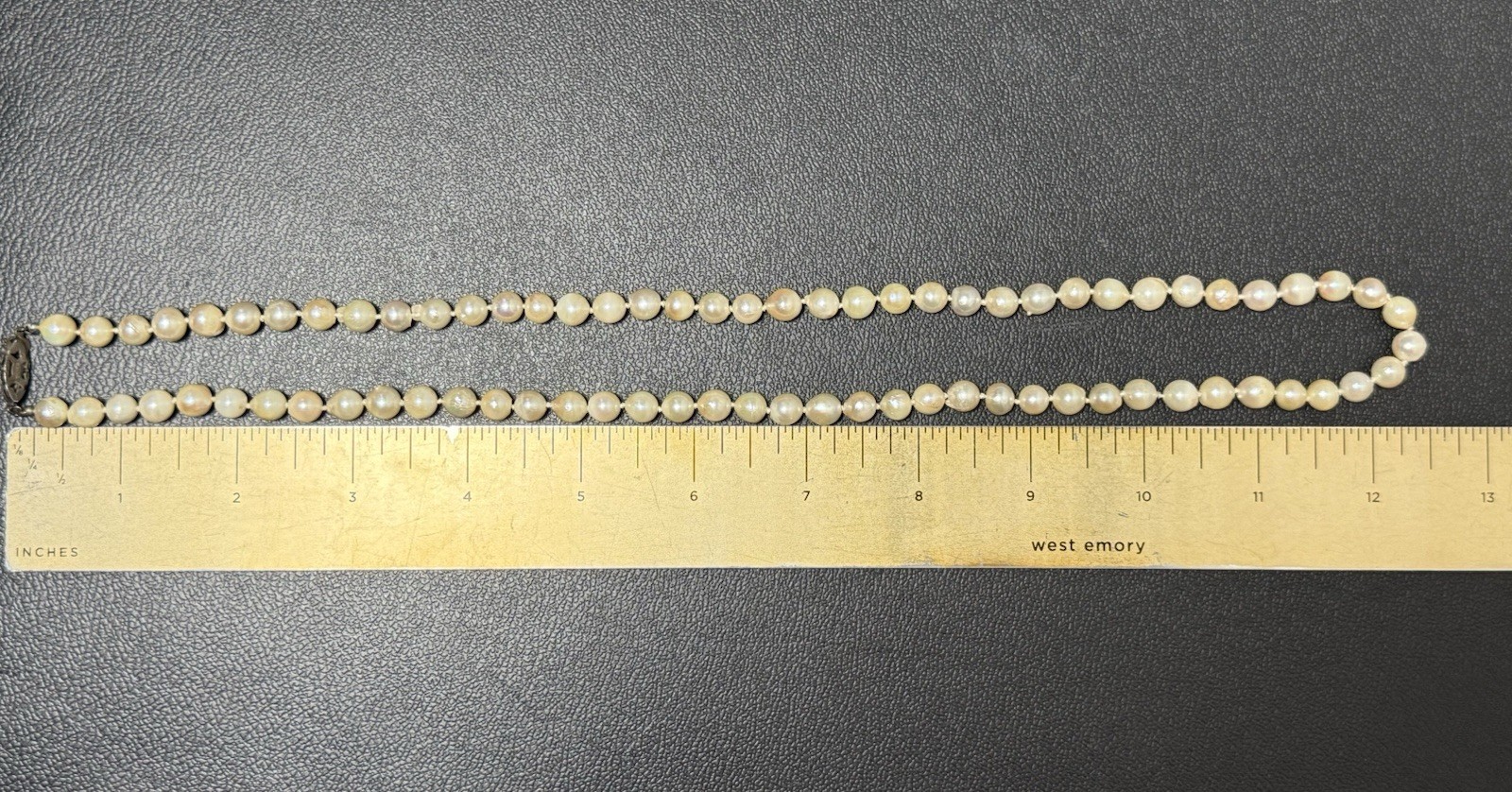 Vtg Art Deco Sterling Silver Pearl Clasp Baroque Akoya Hand Knotted Necklace 25”