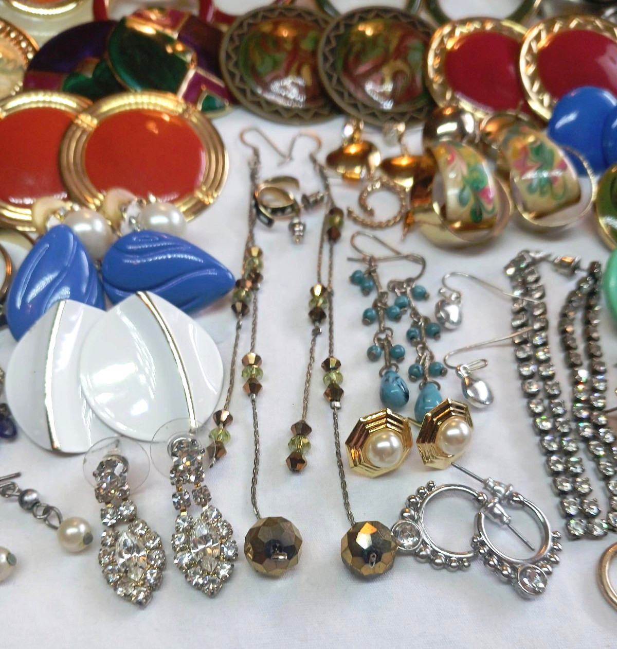 Vintage/Now Junk Drawer Earring Lot 3 – 50 Pairs Mixed Materials All Wearable