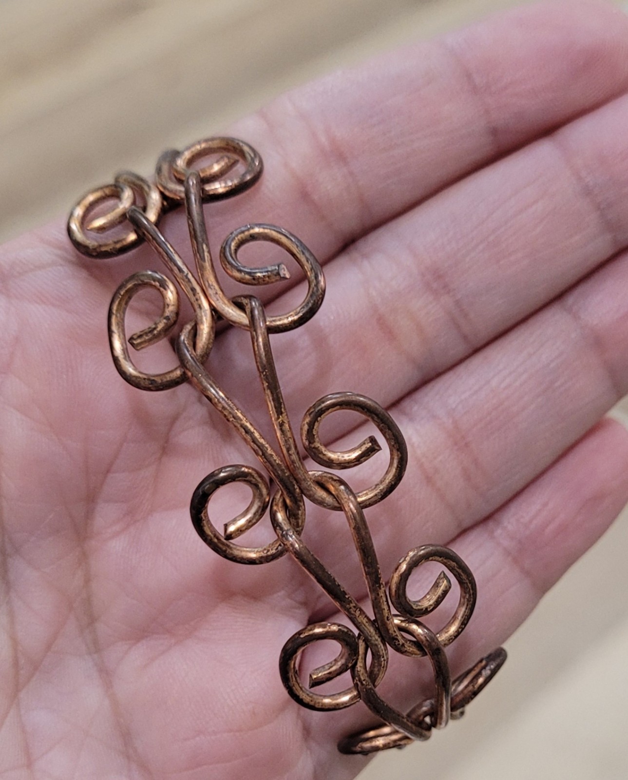 Vintage Spiral Bracelet Copper Alloy Metal Swirl