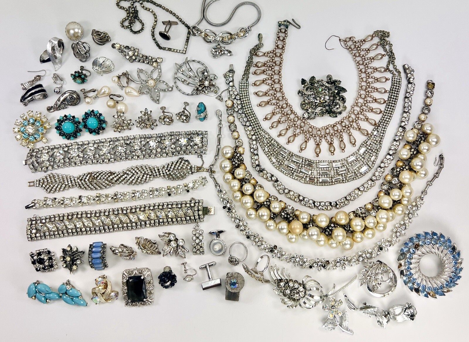 Vintage Kramer Bogoff Lisner + Rhinestone Jewelry Repair Parts Craft Lot #1