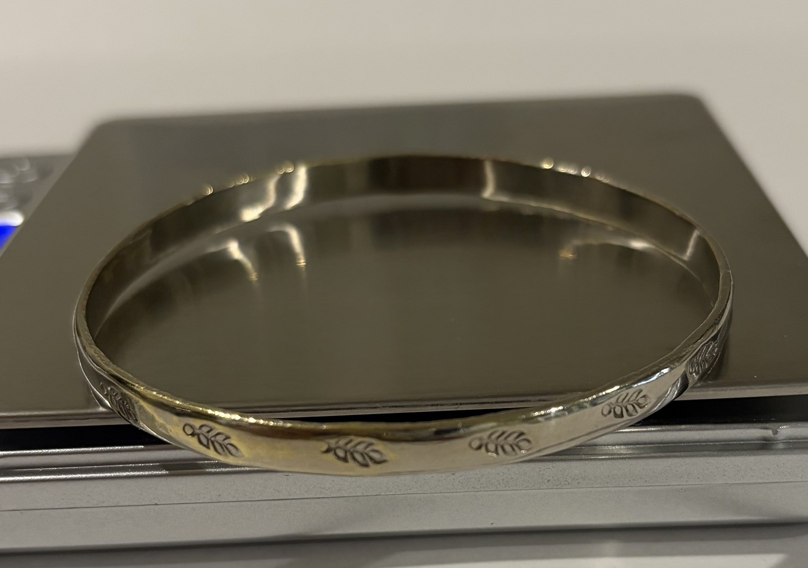 Vintage Taxco 925 Sterling Silver Leaf Design Stackable Bangle Bracelet 13,64 G