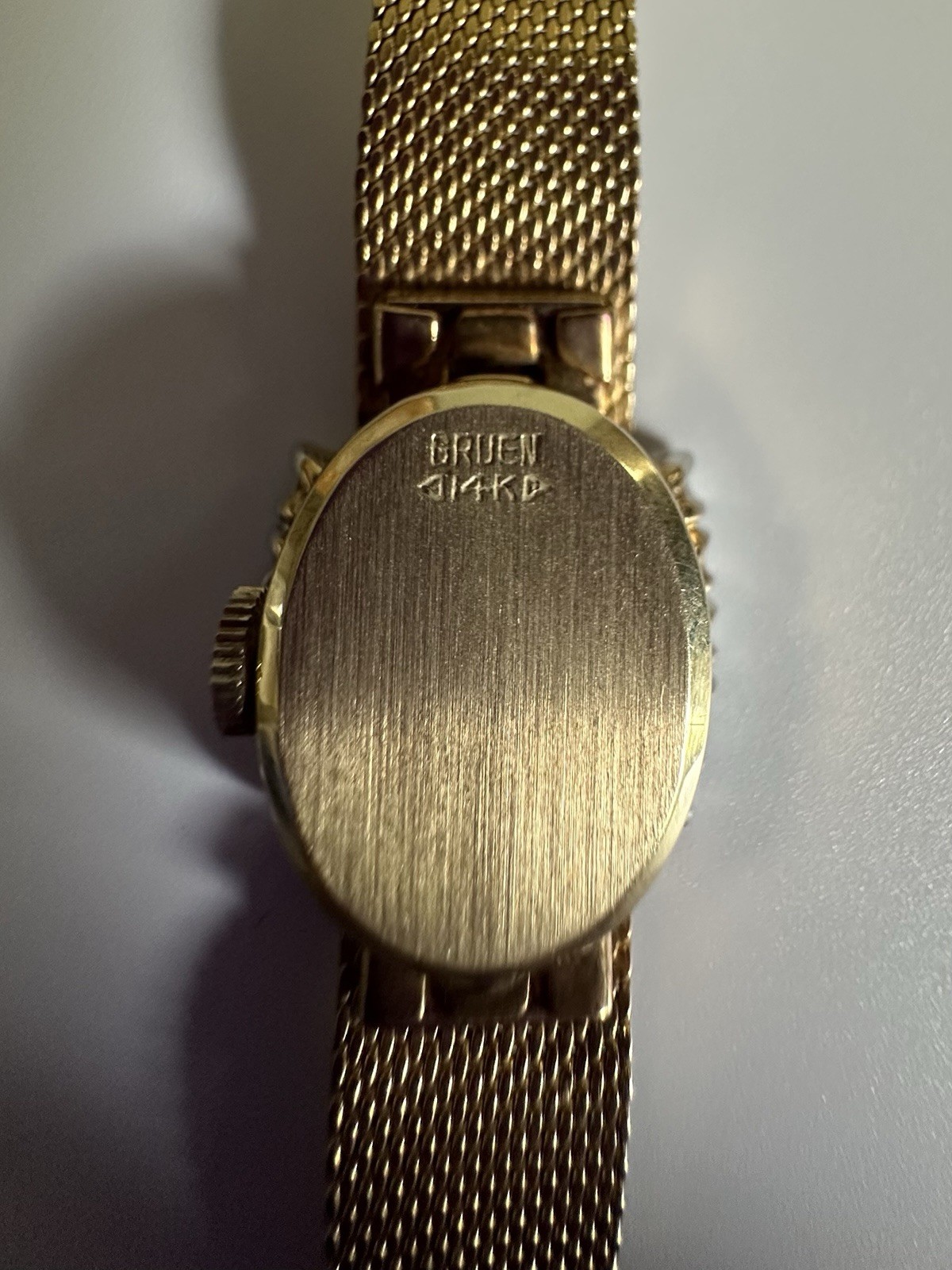 Vintage Gruen Precision 14K Gold Case 10 Diamonds Ladies Wristwatch