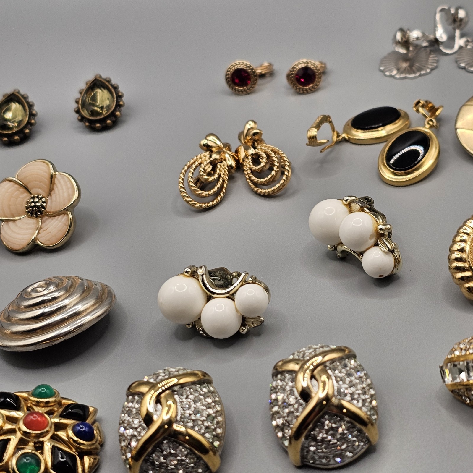 Vintage Designer Clip On Earring Lot 13 Monet Carolee Craft Signed More