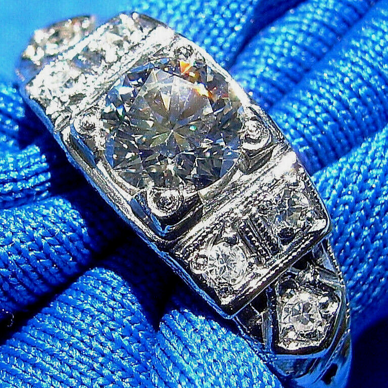 Original EARTH MINED DIAMOND Art Deco Engagement Ring Antique Platinum Solitaire
