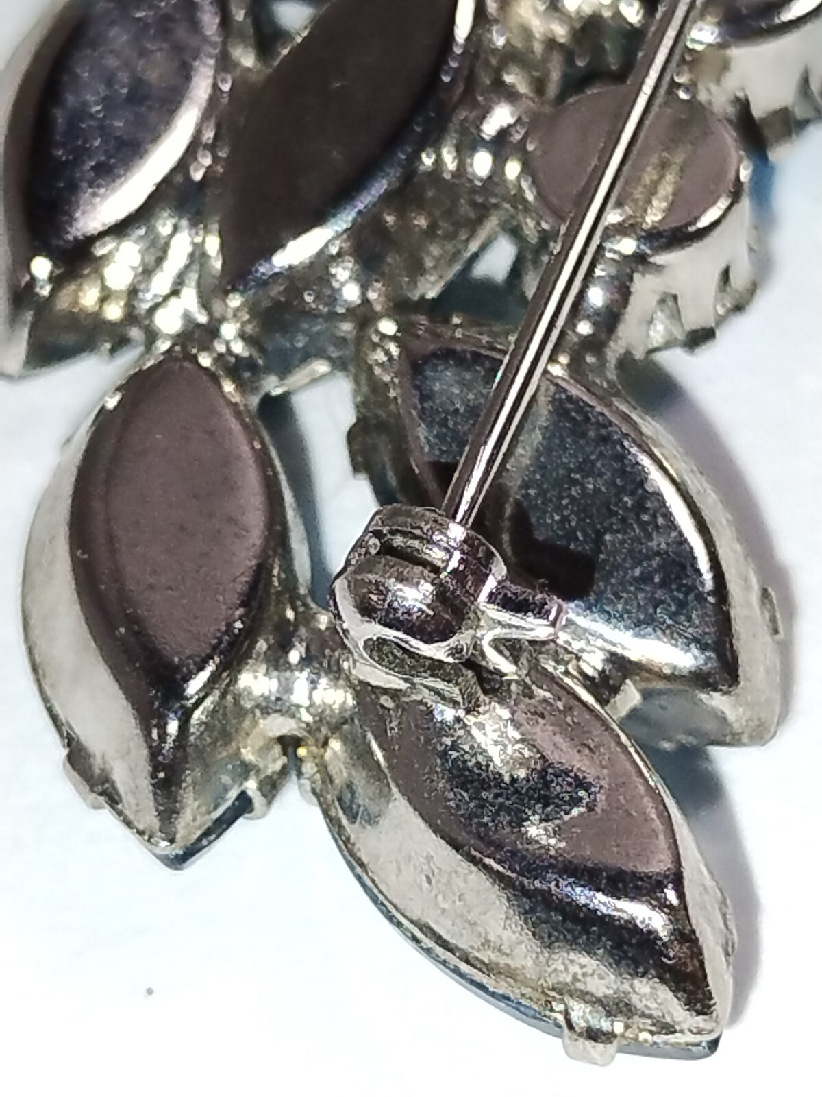 JULIANA Aqua Blue Rhinestone Leaf Flower Pin Broach Multi shaped Rhinestones
