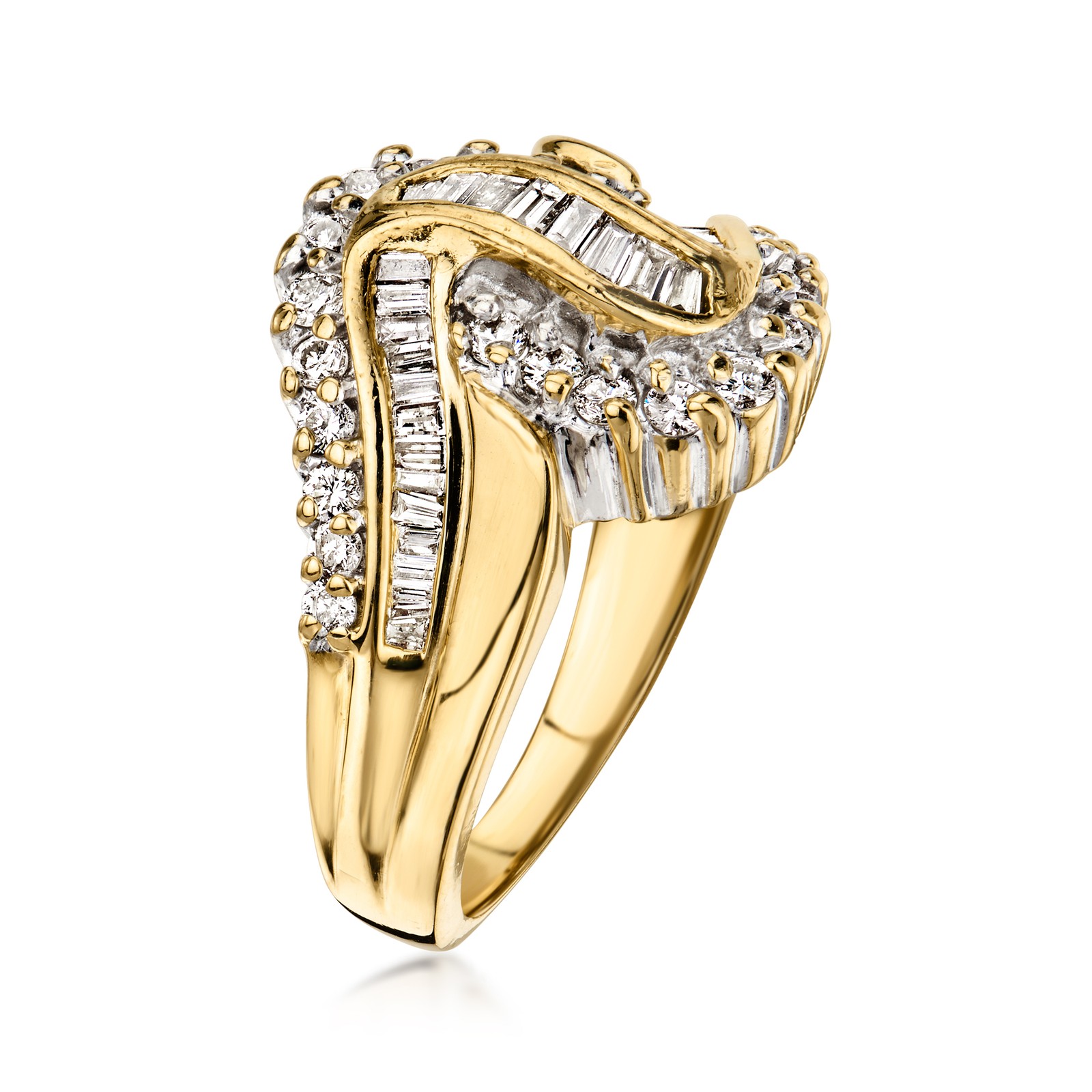 Vintage 1.00 ct. t.w. Diamond Swirl Ring in 14kt Yellow Gold. Size 7.5