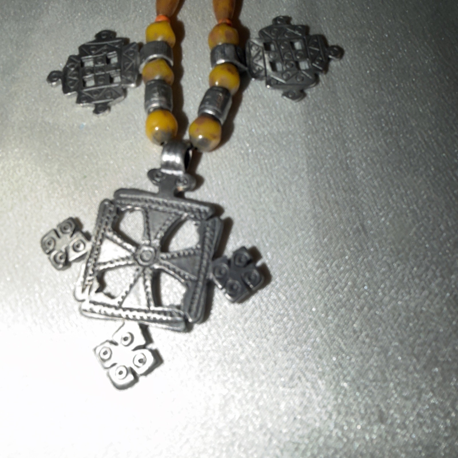 Vintage Retro Multi Beaded Pendant Necklace 20 Inches Long
