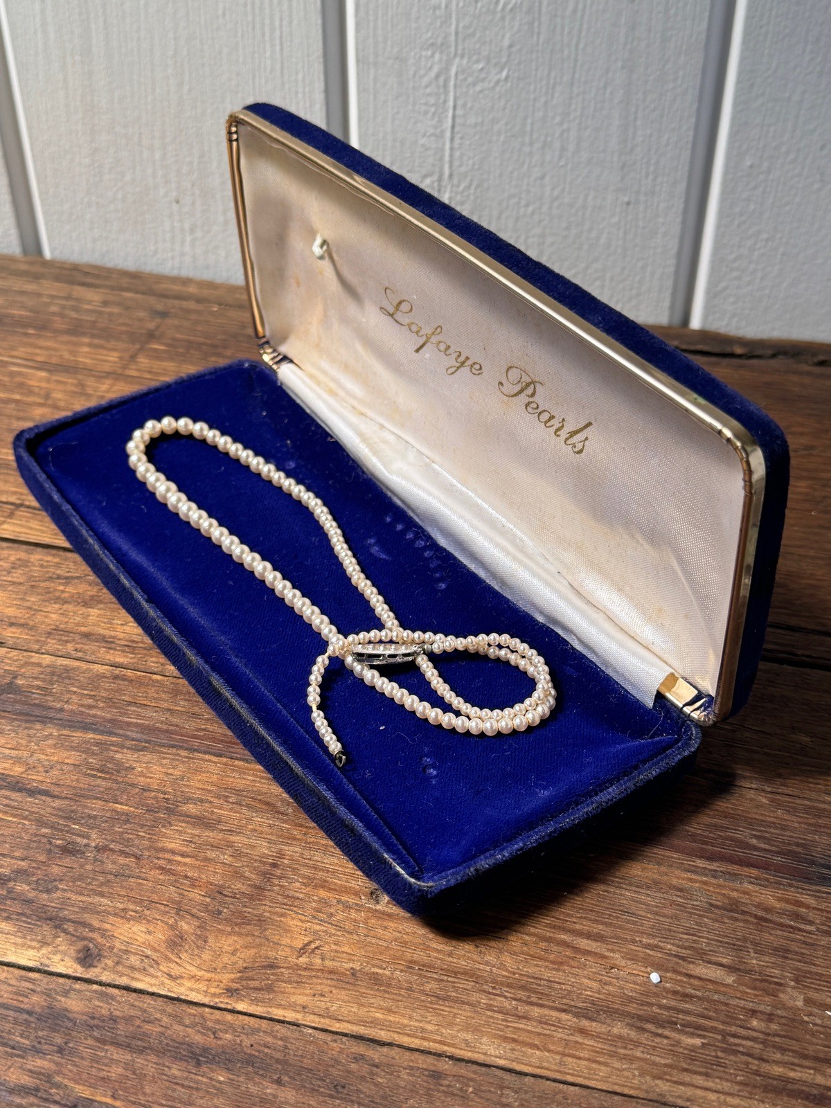 Vintage c.1920’s ‘LAFAYE PEARLS’ Melbourne Australia Pearl Necklace Silver Clasp