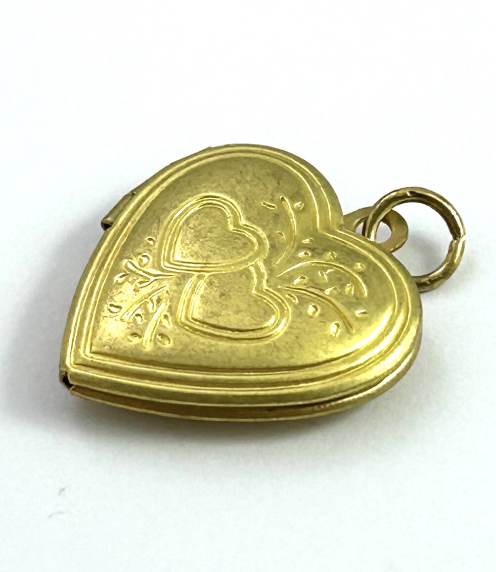 Vintage Heart Locket Charm Necklace Pendant For Women Double Heart Gift Brass