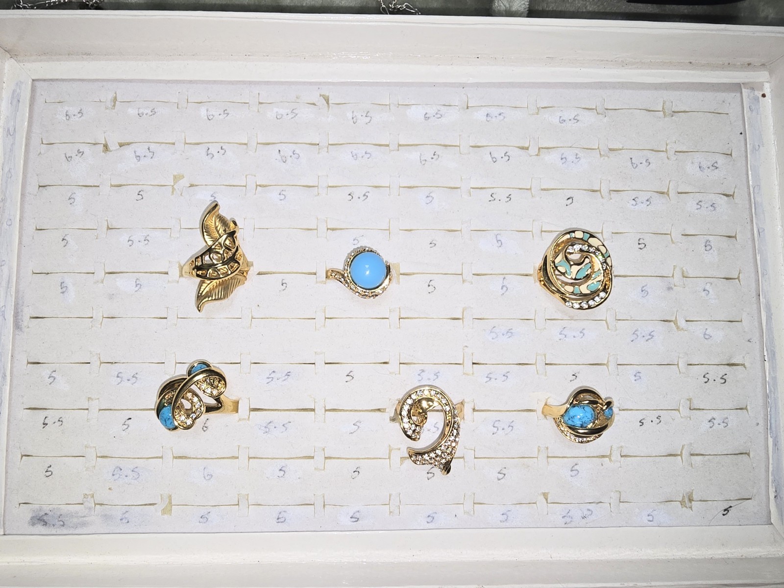 6 Piece Designer Signed Ring Lot Size 9
