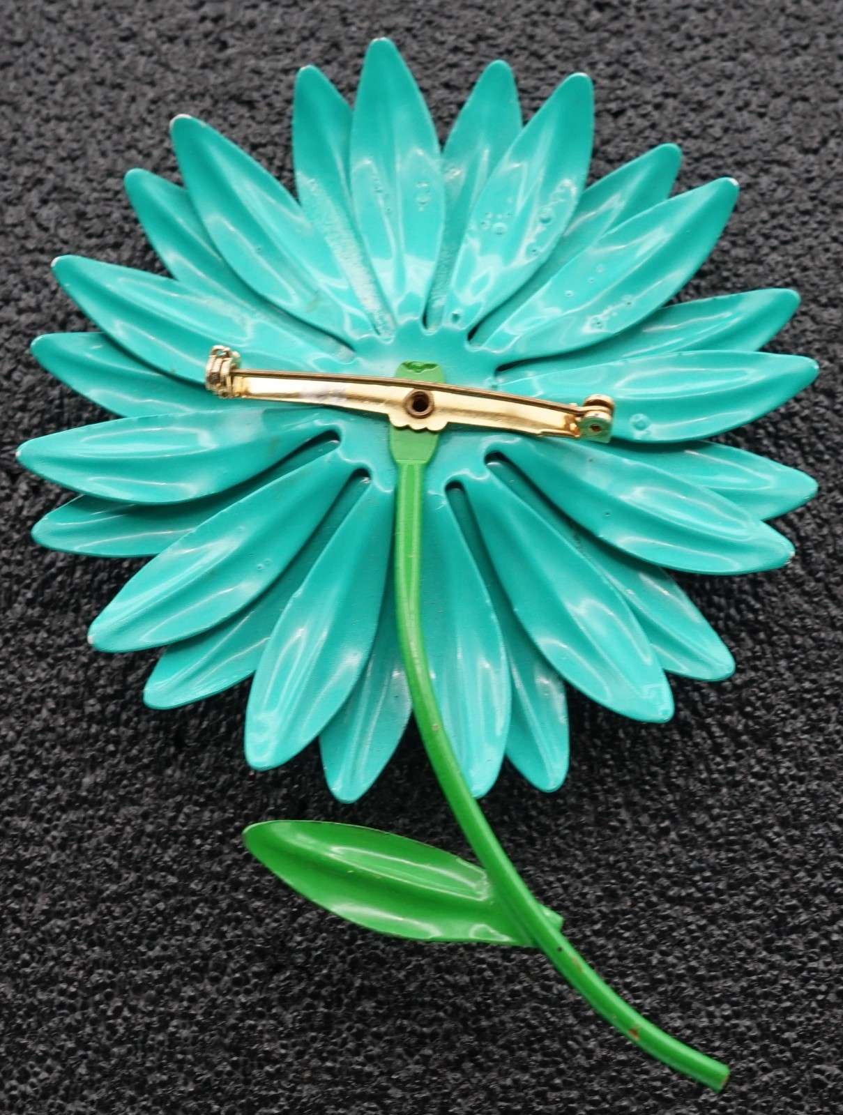 Vintage Enamel Light Green Flower Brooch: Boho Spring