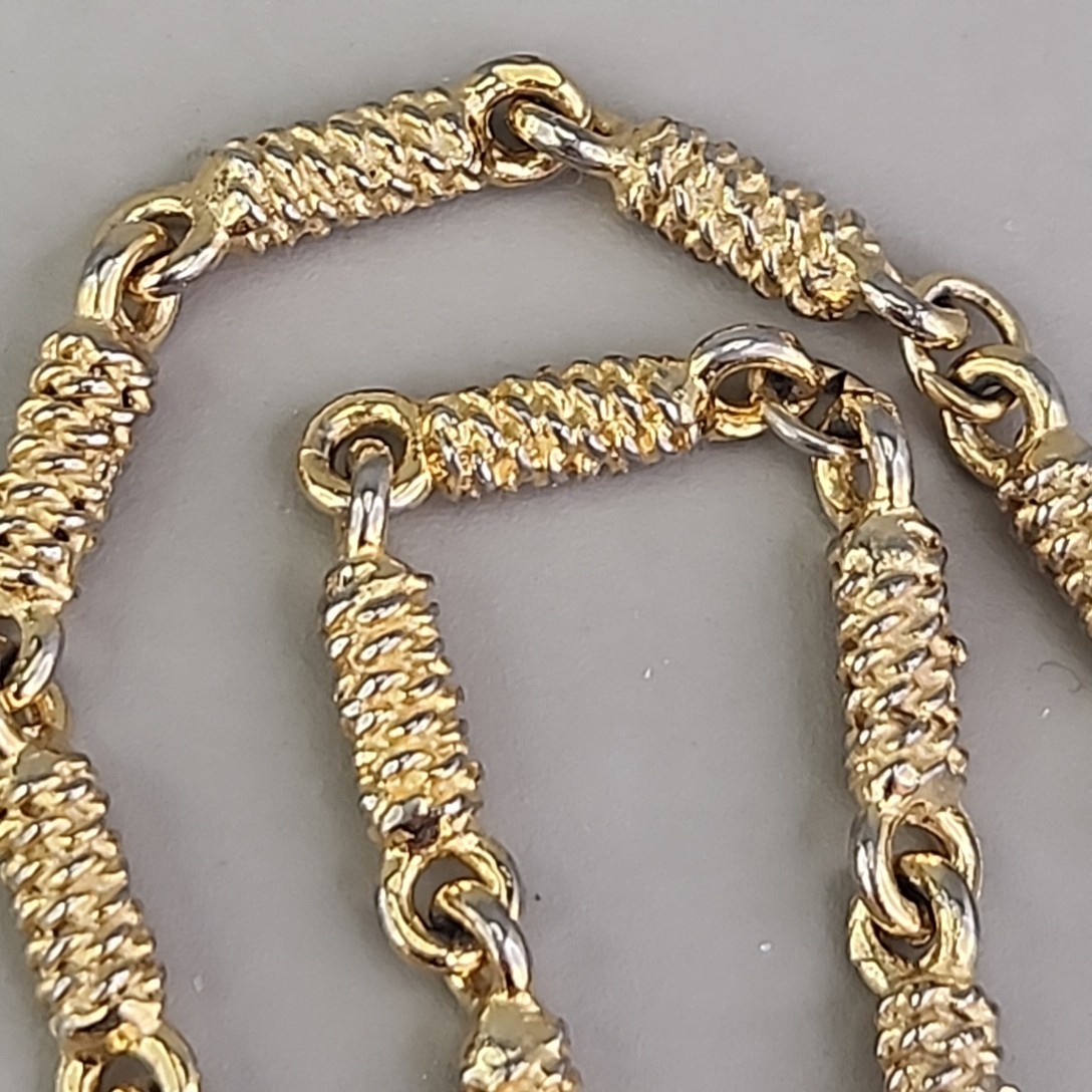 Vintage Bar Link Necklace Textured Gold Tone 18″