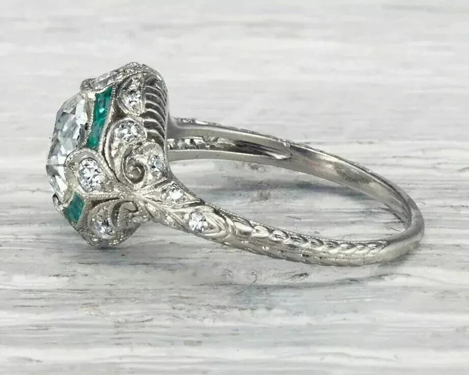 2.8Ct Art Deco Style Round Cut Lab Created Diamond 925 Silver Engagement Ring