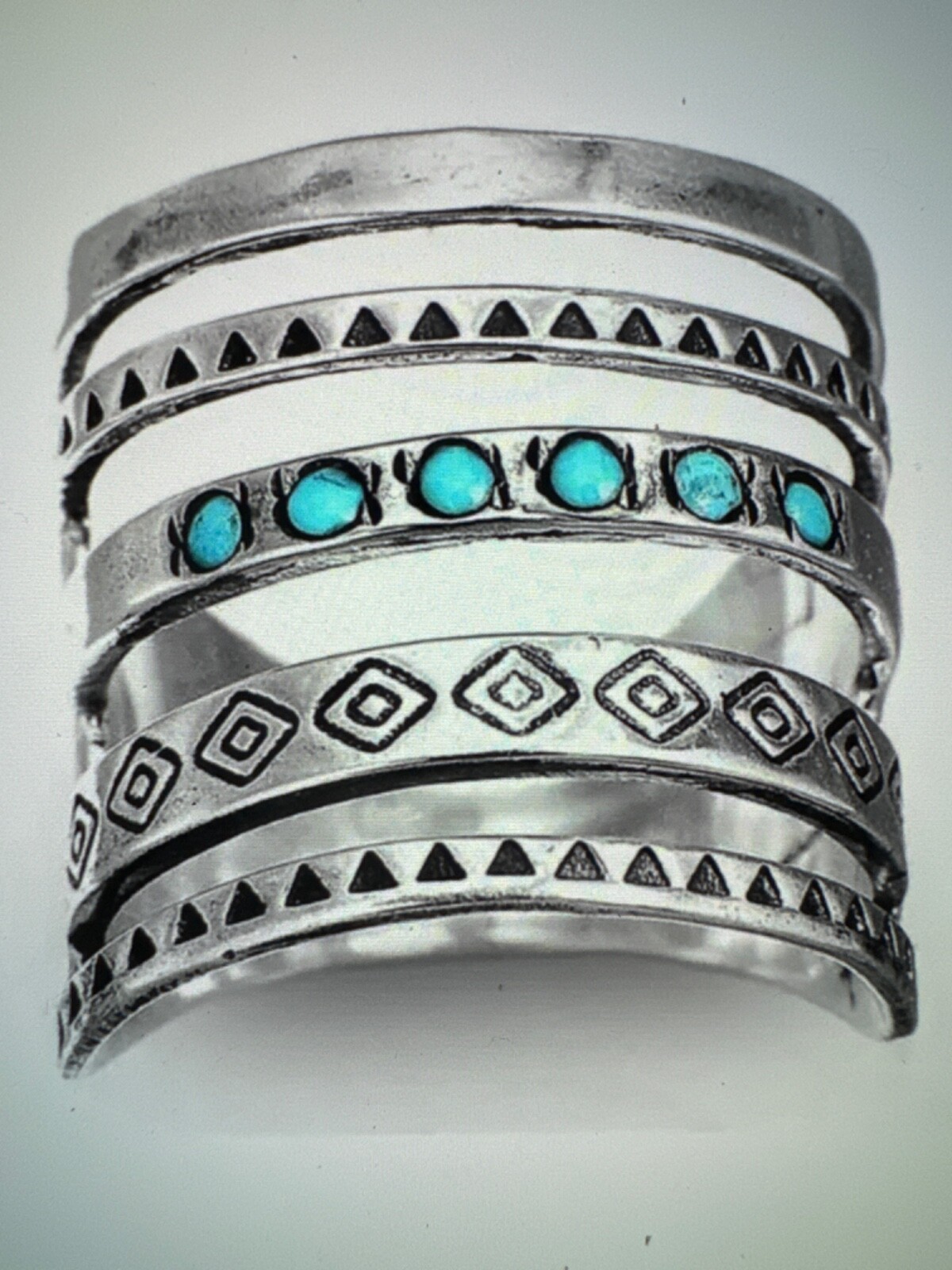 925 Silver Plated Zinc Alloy Material Wide Vintage Size 8 Ring