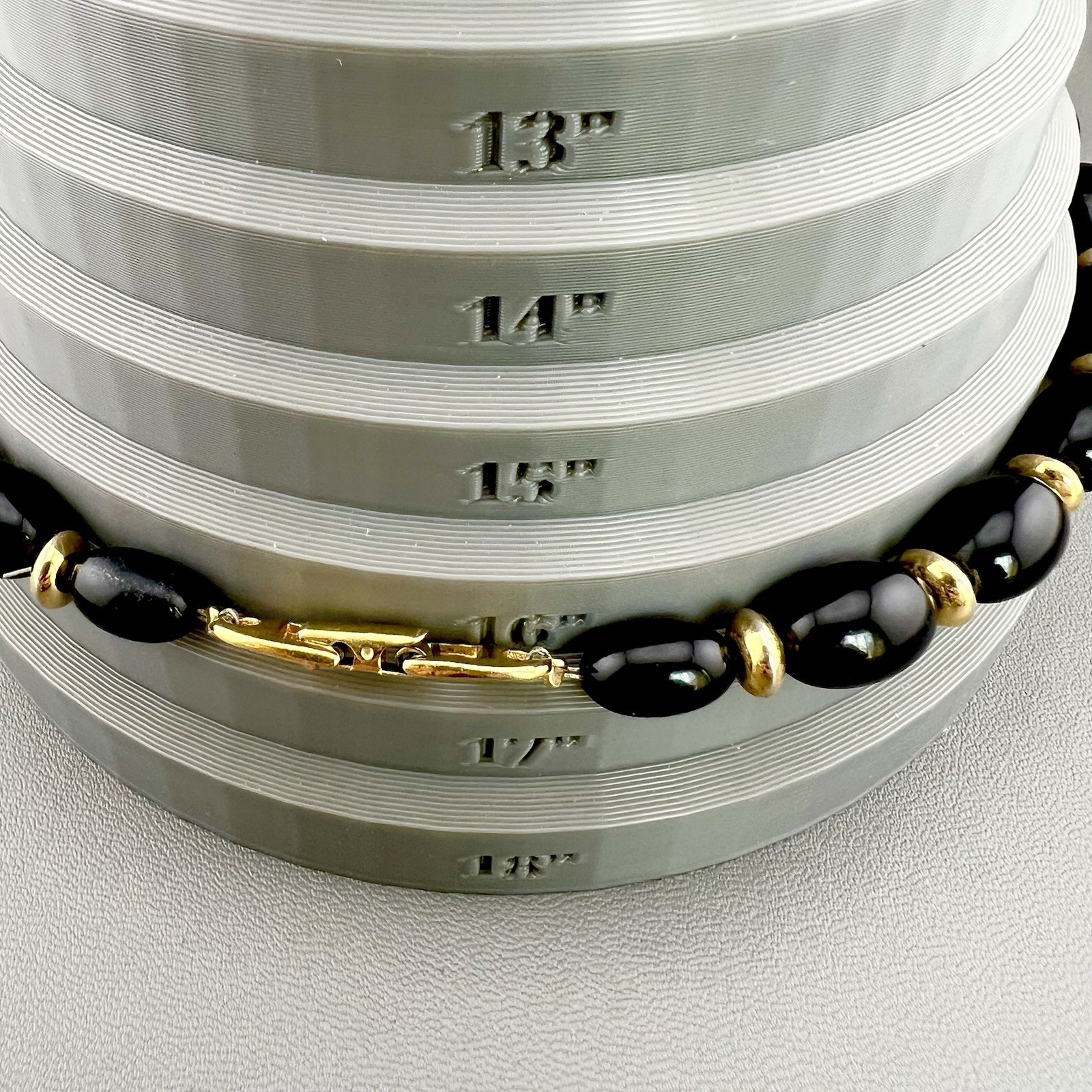 Vintage Napier Necklace Chunky Black Gold Tone Oval Lucite Signed 16”