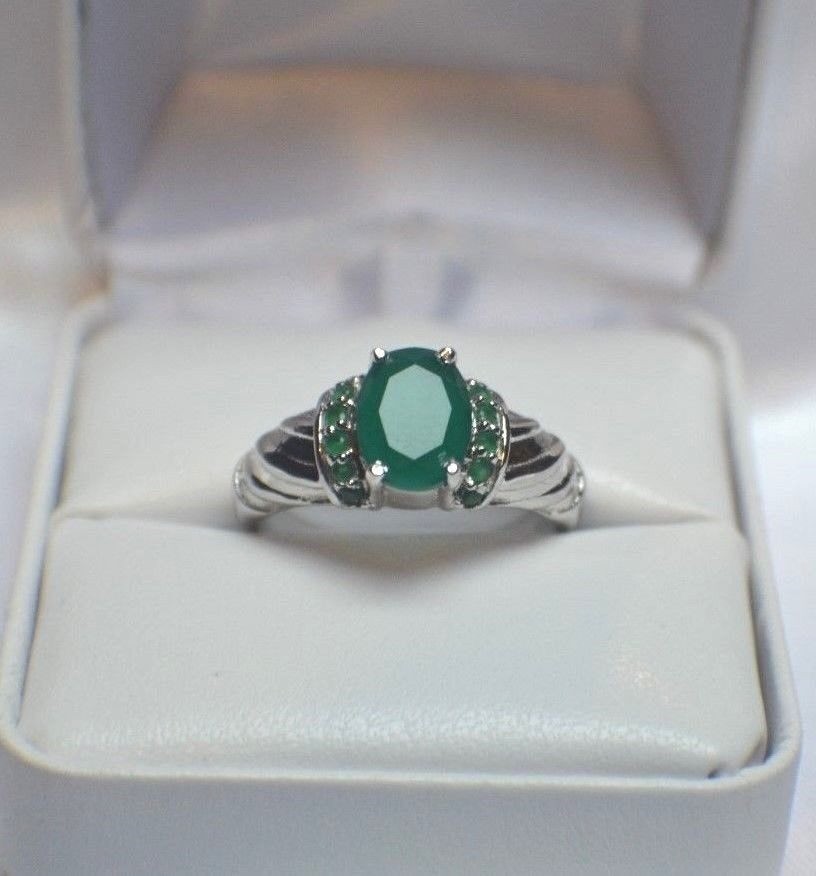 2.50 Ct Natural Emerald Art Deco Vintage Engagement Ring 925 Sterling Silver