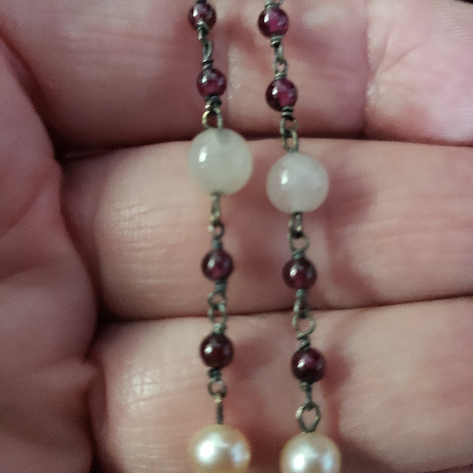 Sterling Silver Frosted Glass Floral Necklace Vintage Victorian Style