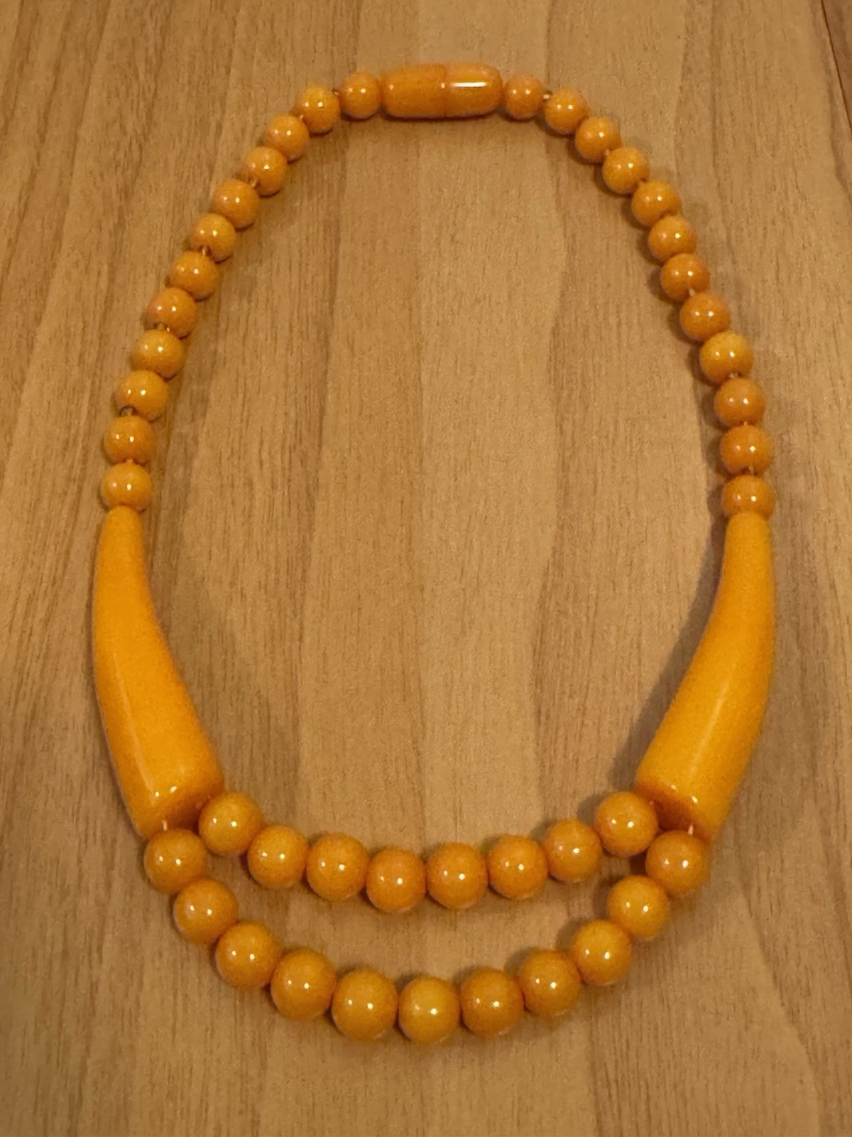 Vintage Style Unique Design Amber Resin Beads Handmade Necklace 19”in & 55grams