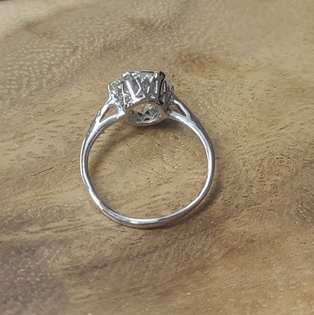 Vintage Platinum Engagement Ring 3.34CT. Natural Old Euro Cut Round Diamond