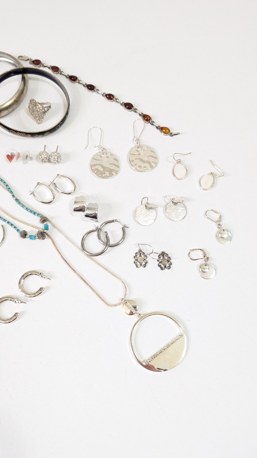 Mixed Silver Toned Jewelry Lot Some Marked 925