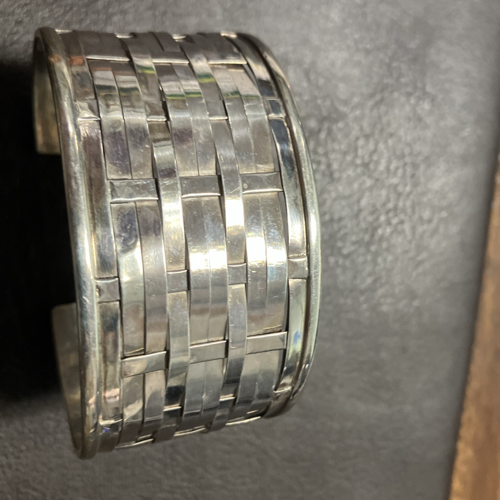 Sterling Silver 925 Cuff Woven 35 Grams Adult Unisex Adjustable