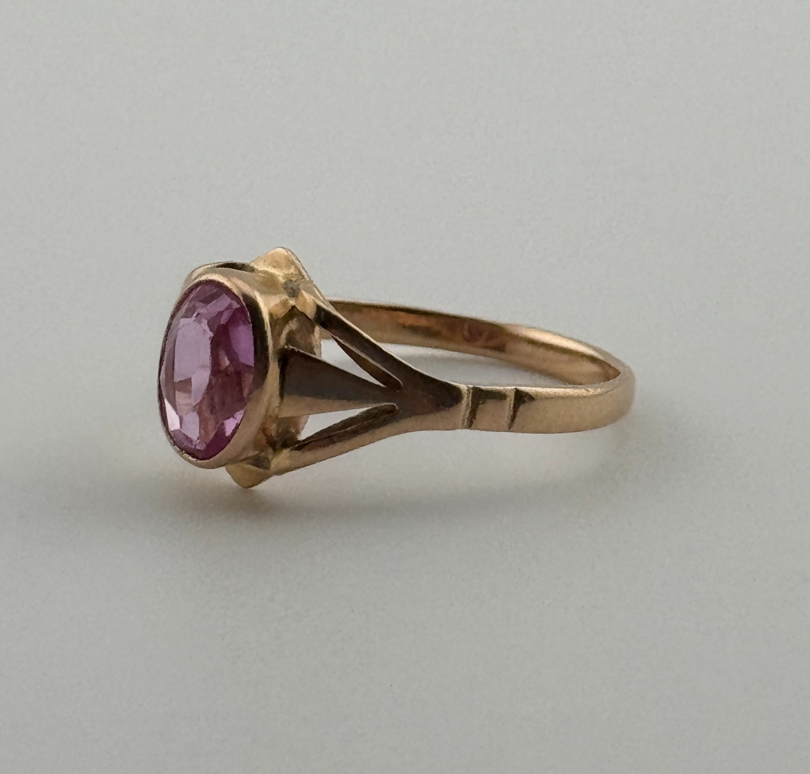 Soviet 14K Rose Gold Ruby Ring Vintage USSR 583 Hallmark Ukraine