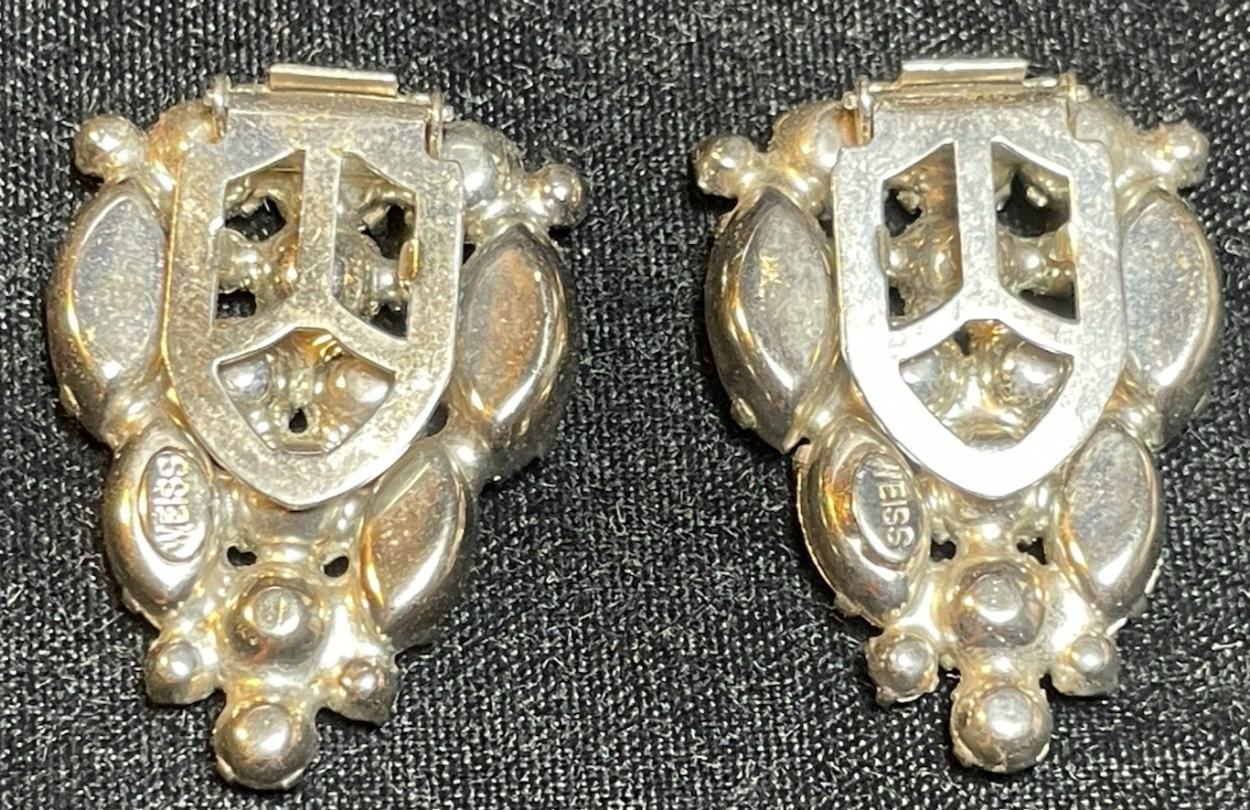 VTG SIGNED WEISS RHINESTONE CONVERTIBLE BROOCH DOUBLE FUR/DRESS CLIPS EXCELLENT!