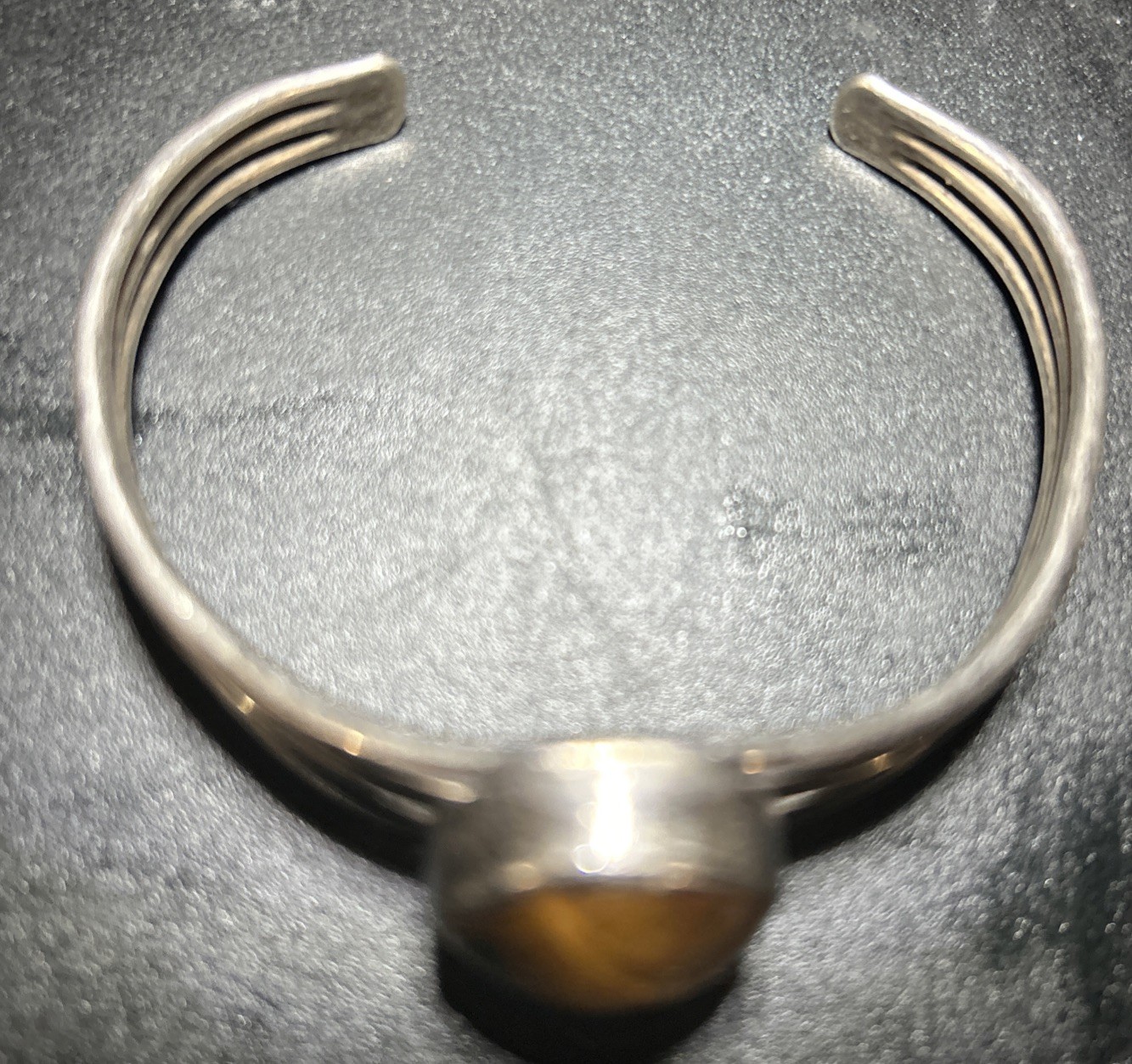 Beautiful Cabochon Tiger’s Eye Stone Set in Silver Cuff Style Bracelet
