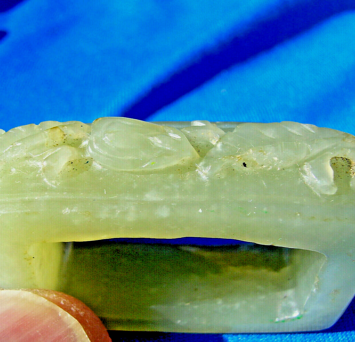 Original Art Deco Antique Old Green Gray Color JADE Sword Slide Guard Fitting