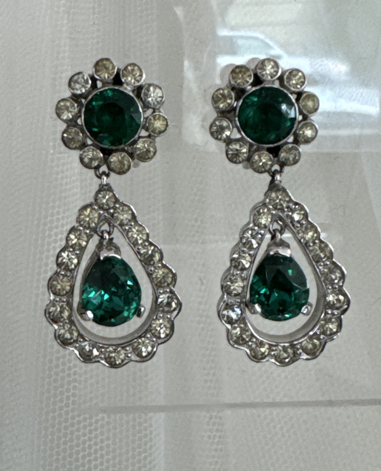 Beautiful Art Deco Rhinestone Emerald Drop Earrings For Any Occasion