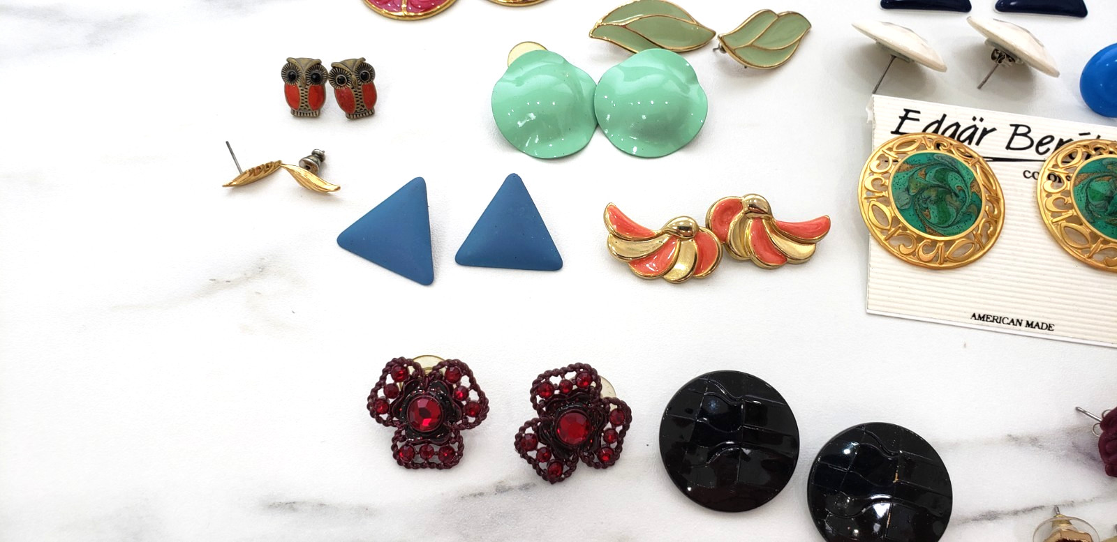 Vintage 80’s 90’s Lot 51 Costume Jewelry Earrings Chunky Bright Gold Tone Etc..