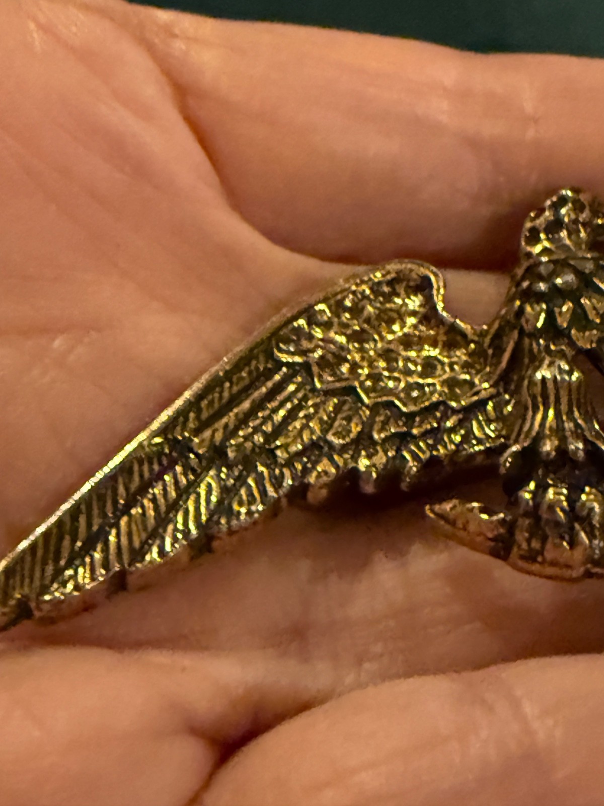 Vintage Eagle Brooch Pin Gold Tone Detailed signed Zentall 1950s Figural