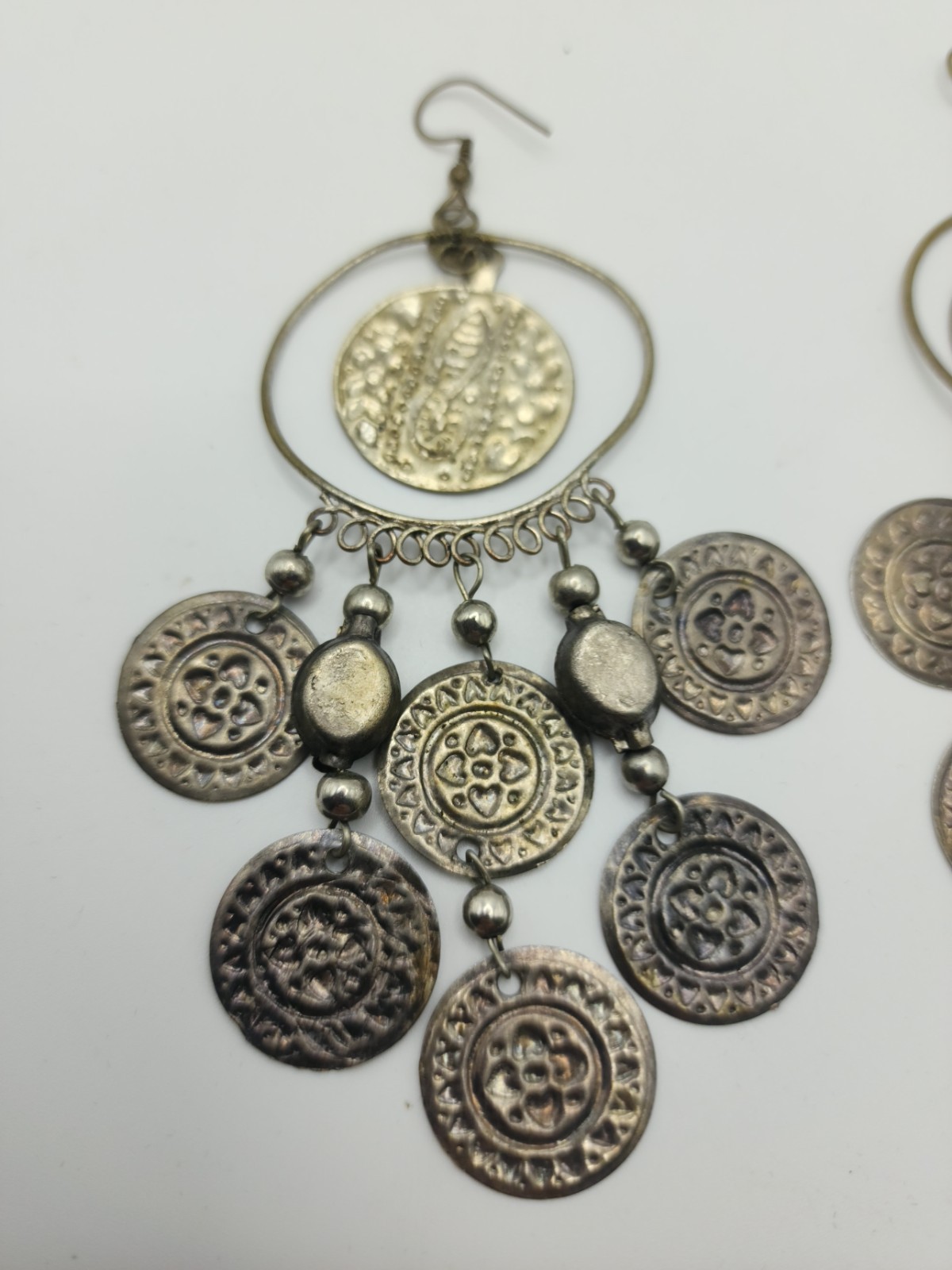 Vintage Bohemian Coin Earrings NonMagnetic Brass Zinc Alloy Chandelier Hoop Boho