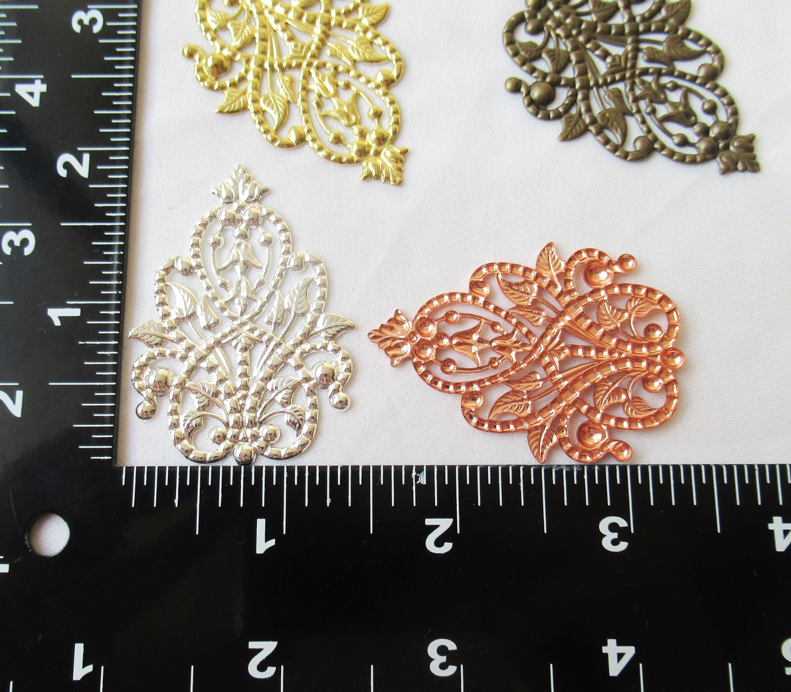 20pcs Brass Stamping 35x48mm Plated Filigree Decorative Findings for DIY Crafts