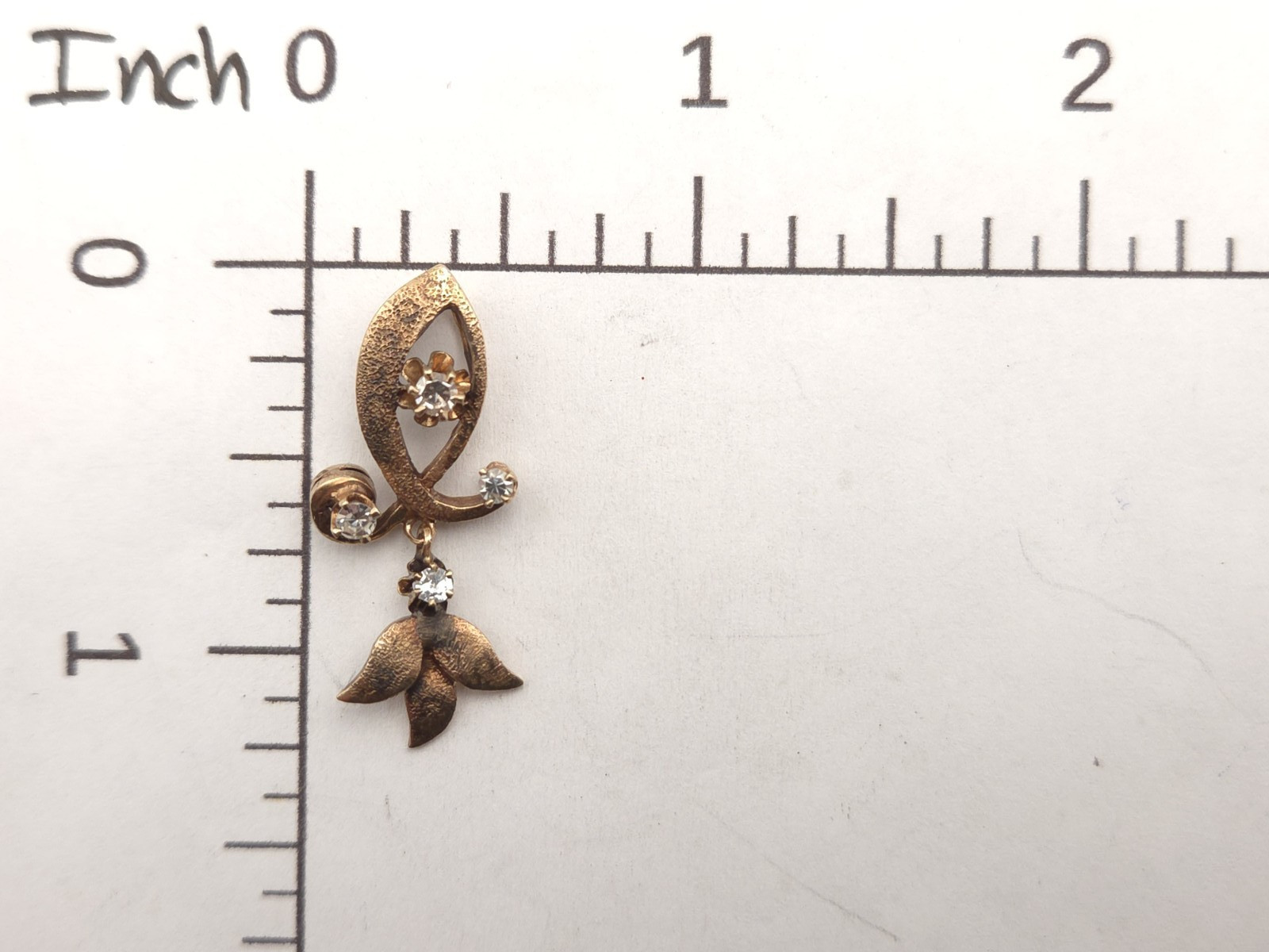 Vintage Antique Victorian 14K Solid Gold Multiple Diamond Leaf Dangle Pendant