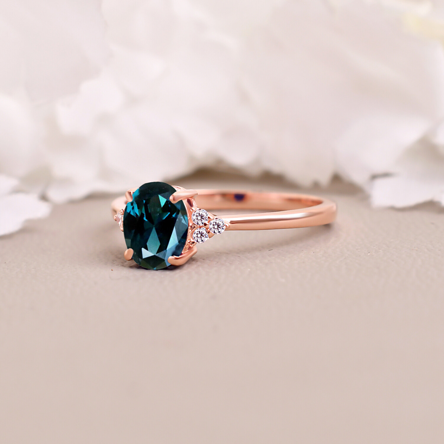 Oval London Blue Topaz engagement ring 7Stone Ring topaz promise ring Gifts For