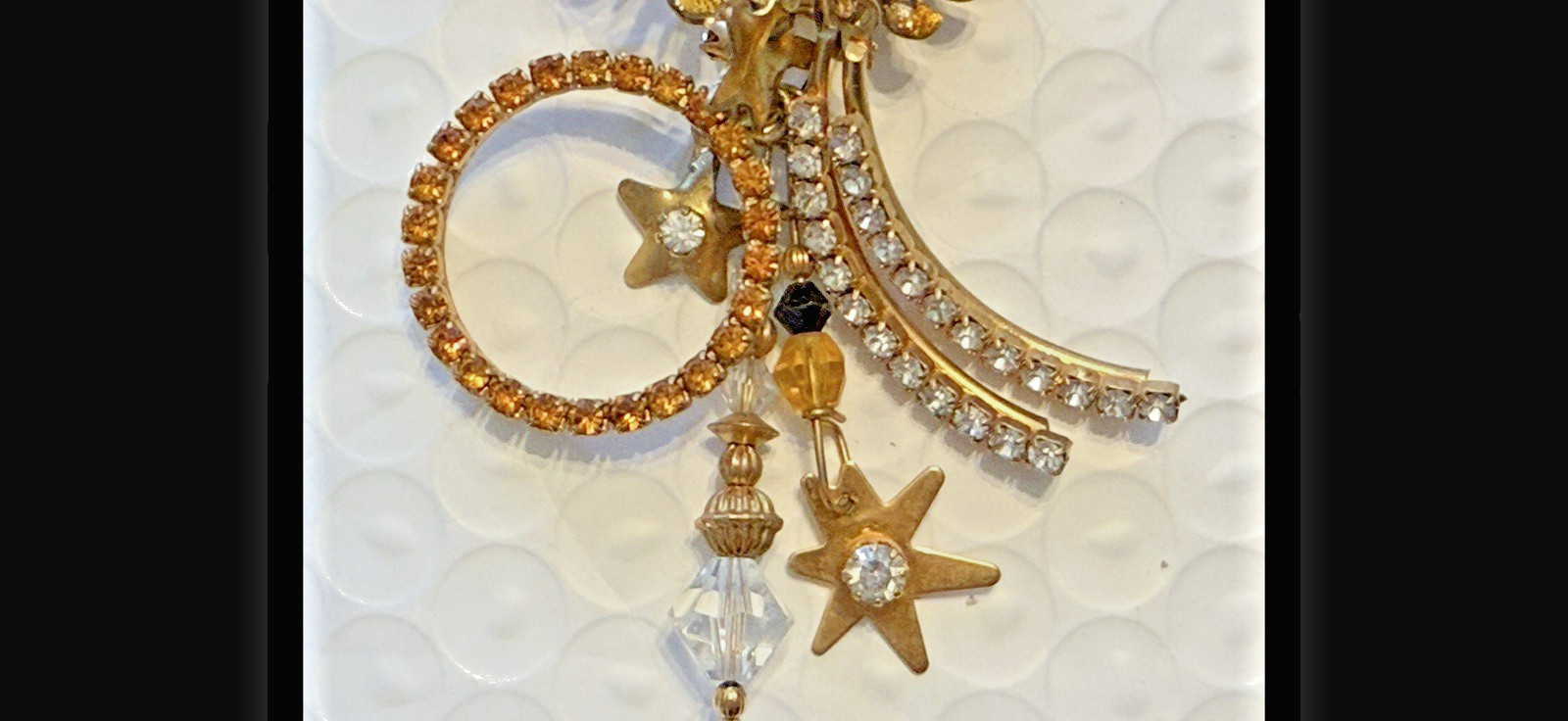 ” LUNCH at the RITZ ” Sun Goddess Solar Loops Swarovski Crystal Clip-on Earrings