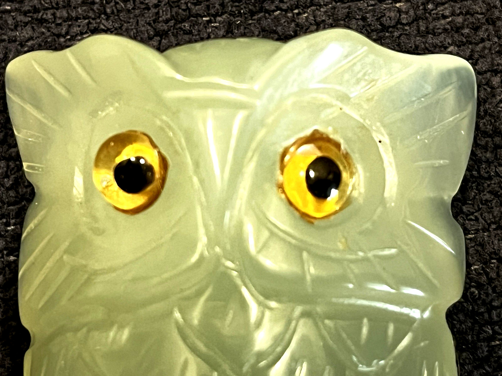 Vintage Rare Original Jade Nephrite Owl Figurine