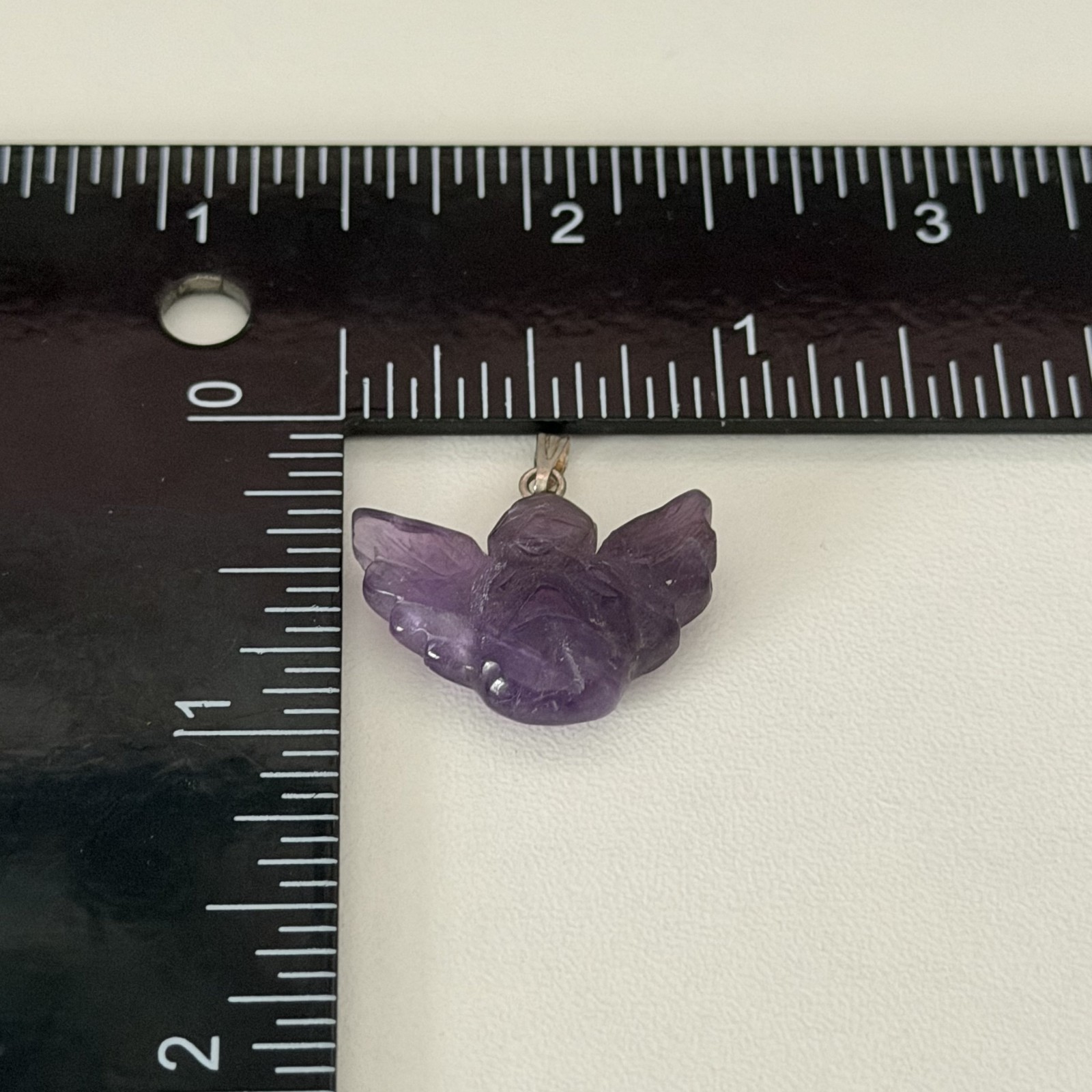 Genuine Amethyst Carved Guardian Angel Lucky Charm Pendant