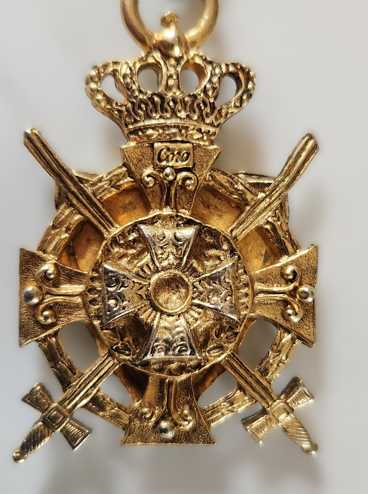 Vintage Double Sided Coro Gold Tone Heraldic Shield Necklace