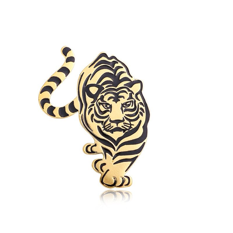 Fashion Retro Tiger Brooch Rhinestones Pin Unisex Decorative Corsage Jewelry
