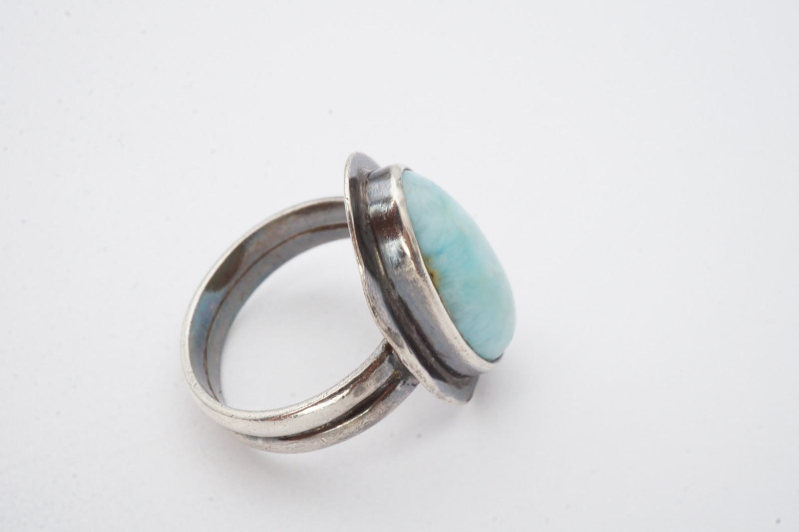 Vintage Sterling Silver 925 Larimar Ring Size 8.25