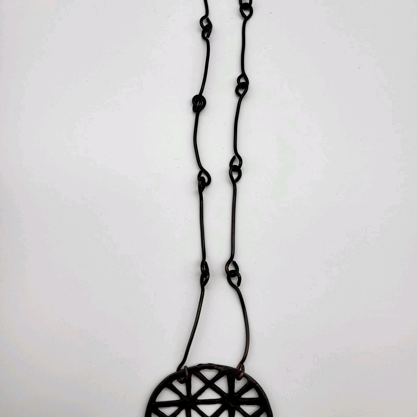 Antique Wrought Iron Artisan Necklace Bold Geometric Estate