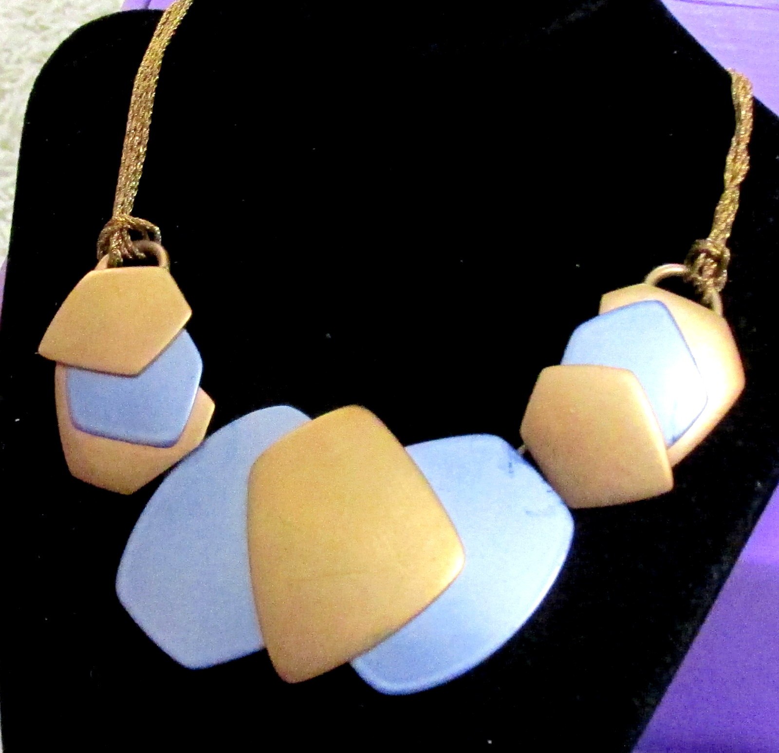 VTG RUNWAY DECO MONET “ALL THAT JAZZ” METALLIC BLUE GP NECKLACE EARRINGS ’85