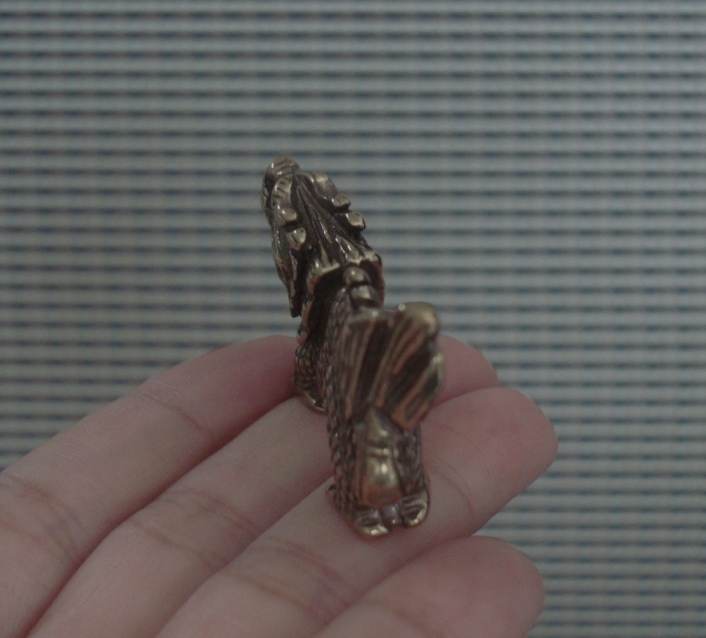 Vintage Style Solid Brass Dragon Figurine Statue Pendant Bag Charms